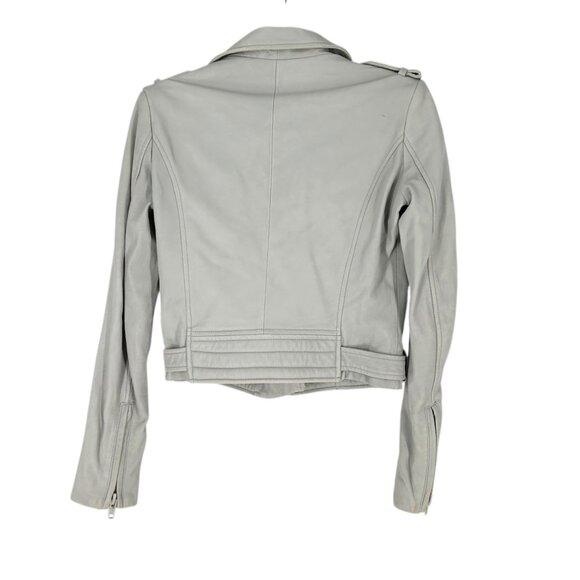 Iro Luiga Gray Leather Moto Biker Jacket - Picture 3 of 14